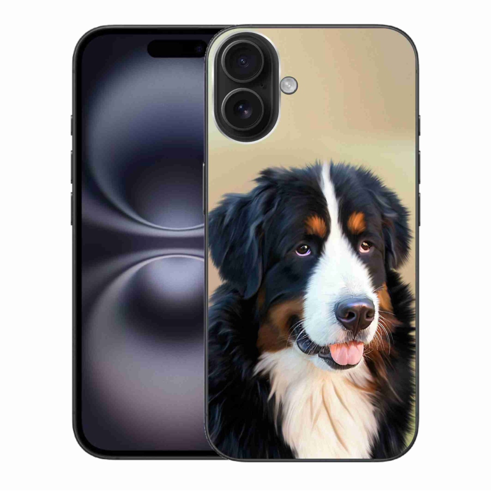 Gelový obal mmCase na iPhone 16 Plus - bernský salašnický pes