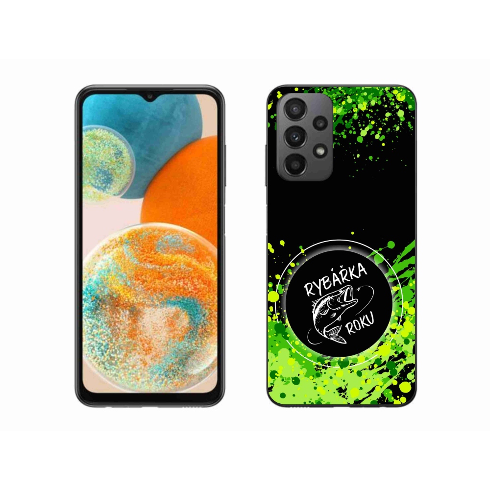 Gelový kryt mmCase na Samsung Galaxy A23 4G/5G - rybářka roku černé pozadí