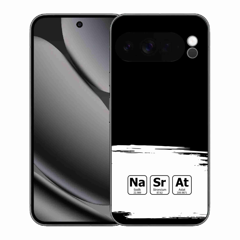 Gelový kryt mmCase na Google Pixel 10 Pro XL - chemické prvky bíločerné pozadí