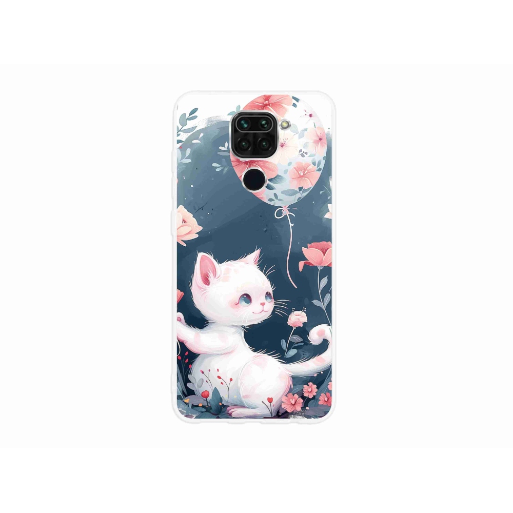 Gelový kryt mmCase na Xiaomi Redmi Note 9 - kotě s balónkem