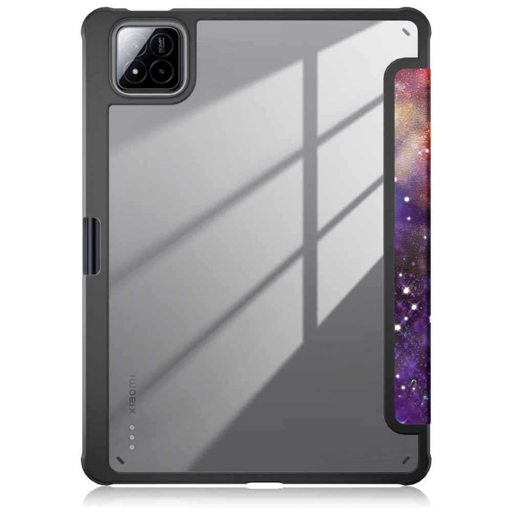 Pattern chytré polohovací pouzdro s průhlednými zády na tablet Xiaomi Pad 7/7 Pro - vesmír