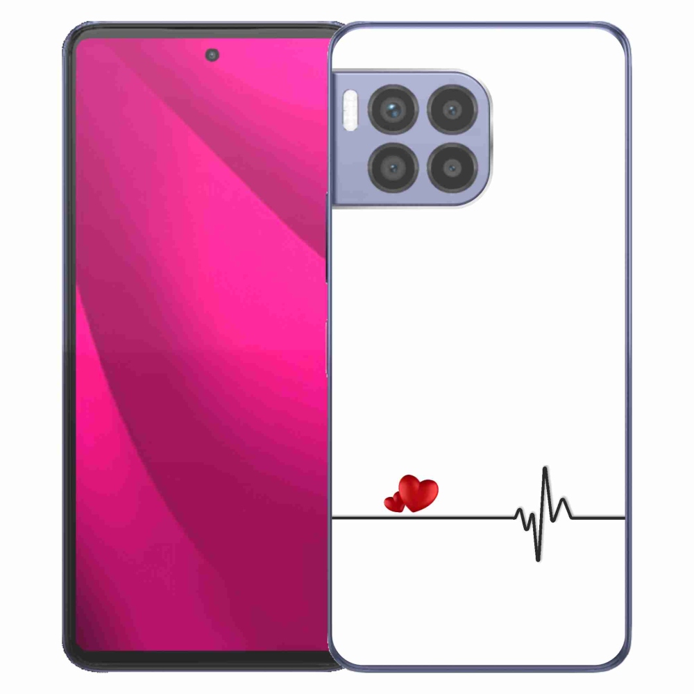 Gelový kryt mmCase na T-Mobile T Phone 2 Pro - srdce a tep bílé pozadí