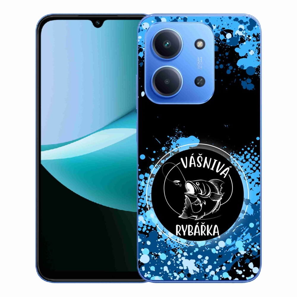 Gelový kryt mmCase na Xiaomi Redmi 15C 4G/5G (173mm) - vášnivá rybářka černé pozadí