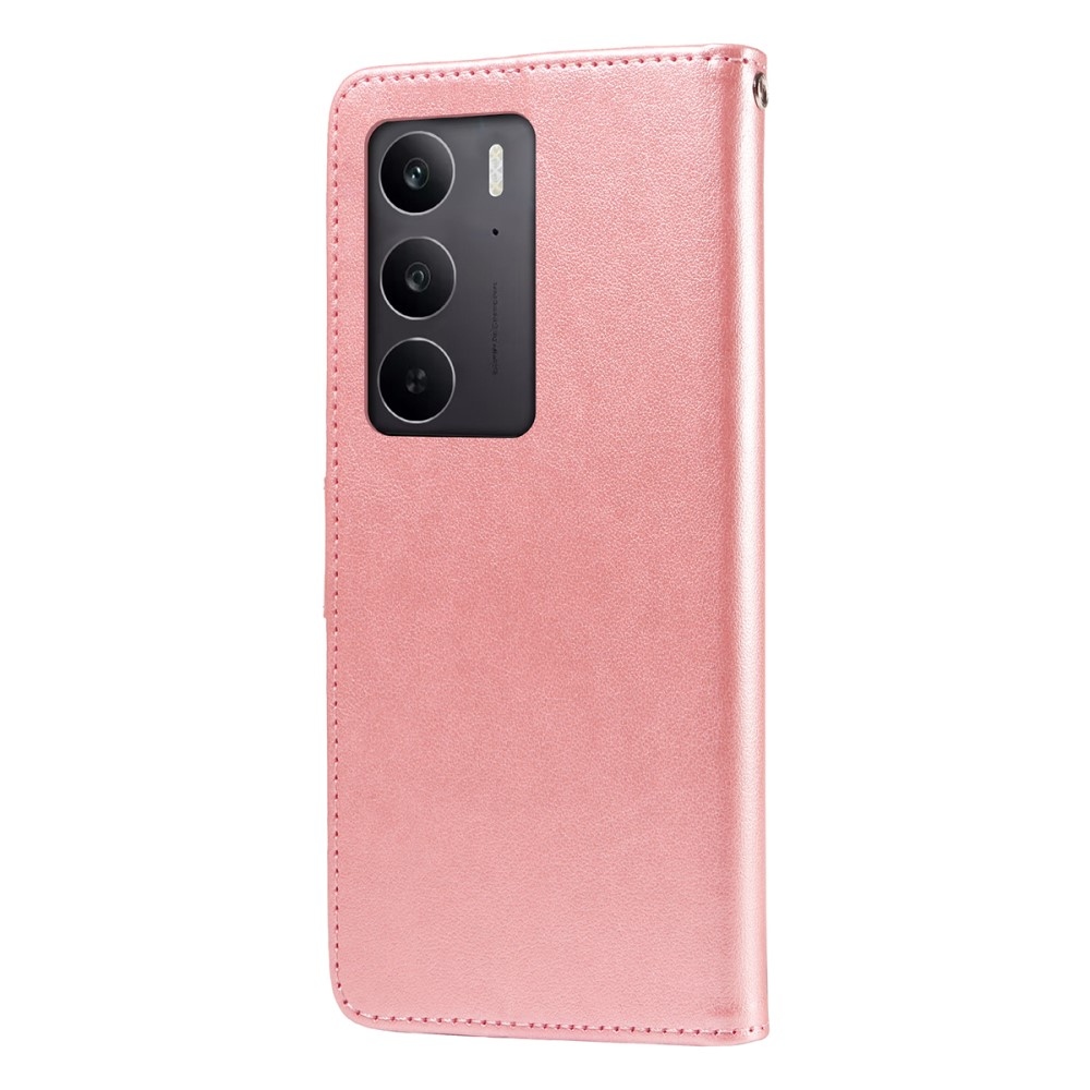 Flowery knížkové pouzdro na Realme 14x 5G/Realme C75 - růžové