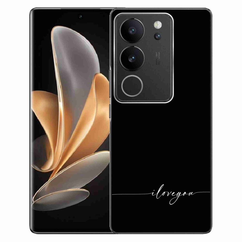 Gelový kryt mmCase na Vivo V29 5G - I love you černé pozadí