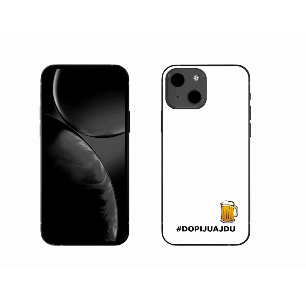 Gelový kryt mmCase na iPhone 13 6.1 - pivní motiv 1 bílé pozadí