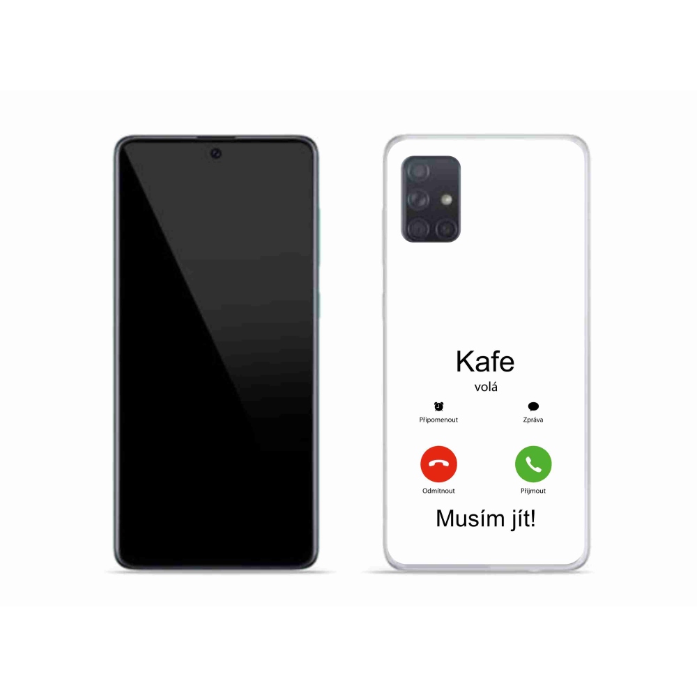 Gelový kryt mmCase na Samsung Galaxy A51 - kafe volá bílé pozadí