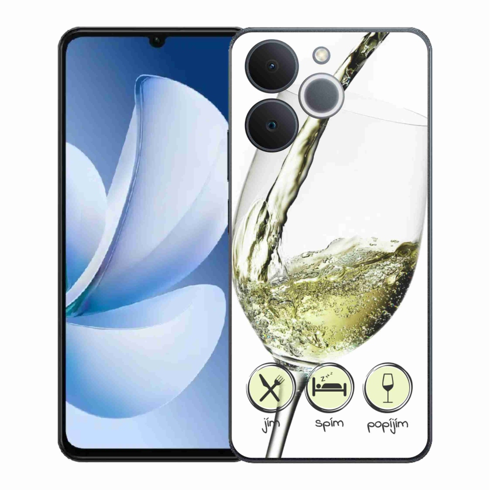 Gelový kryt mmCase na Realme Note 70T - sklenička vína bílé
