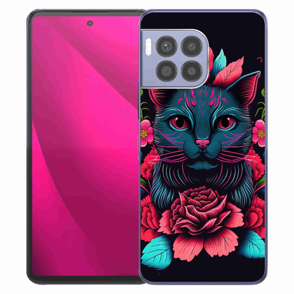 Gelový kryt mmCase na T-Mobile T Phone 2 Pro - květiny a kočka