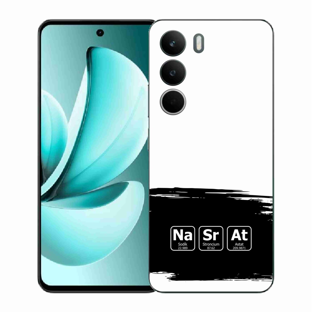 Gelový kryt mmCase na Realme C71 - chemické prvky černobílé pozadí