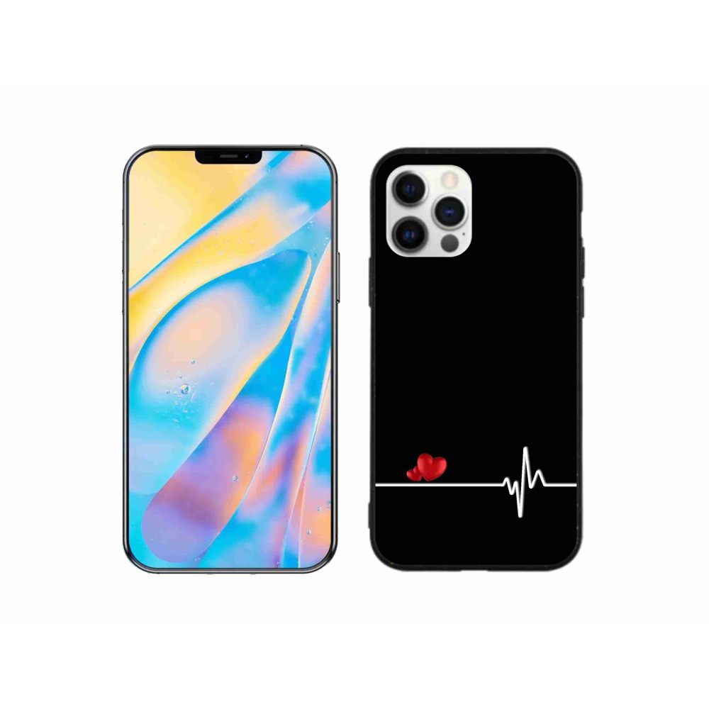 Gelový kryt mmCase na iPhone 12 Pro - srdce a tep černé pozadí