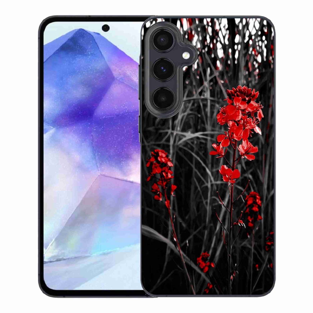 Gelový kryt mmCase na Samsung Galaxy A55 5G - červená rostlina