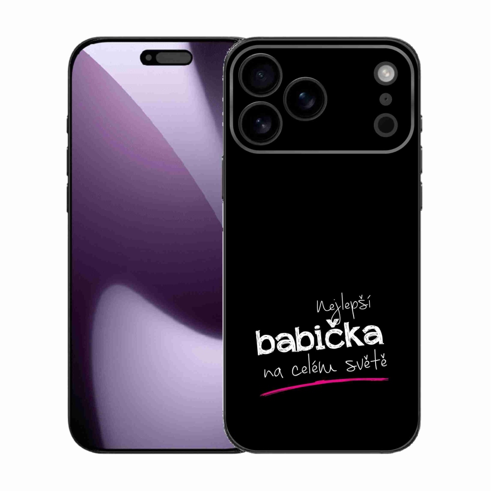 Gelový kryt mmCase na iPhone 17 Pro Max - nejlepší babička 4 černé pozadí