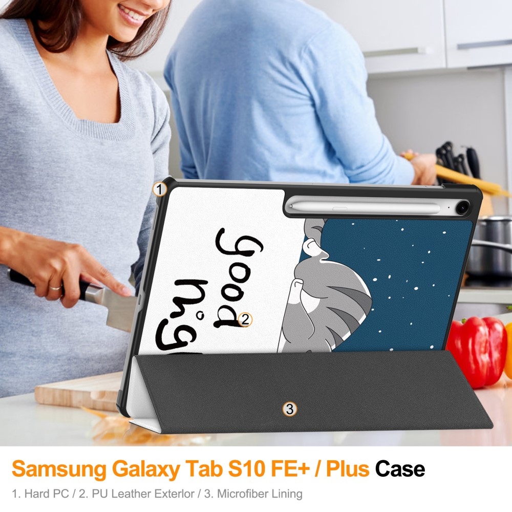 Patte chytré zavírací pouzdro na Samsung Galaxy Tab S10 FE+ - kočka