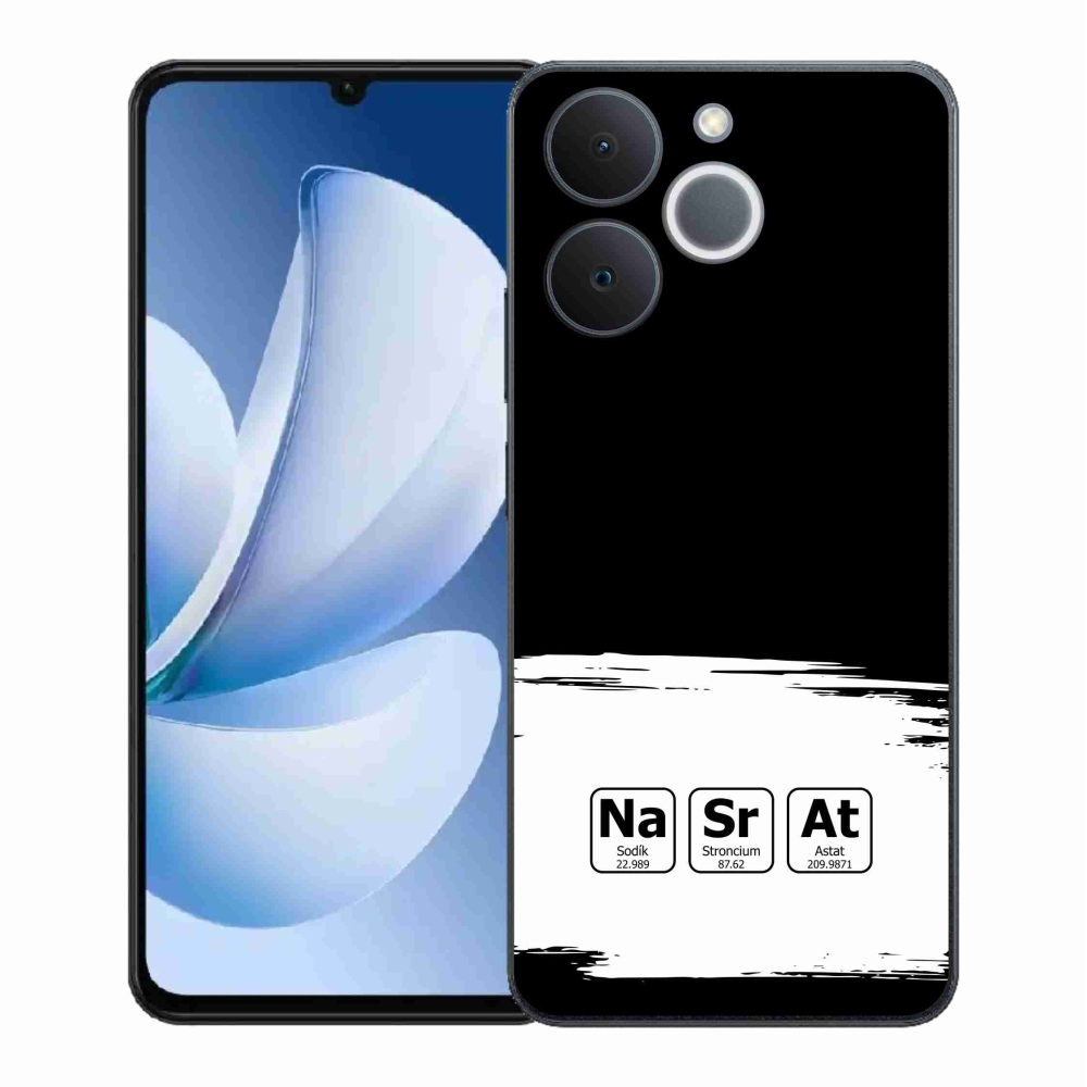 Gelový kryt mmCase na Realme Note 70T - chemické prvky bíločerné pozadí