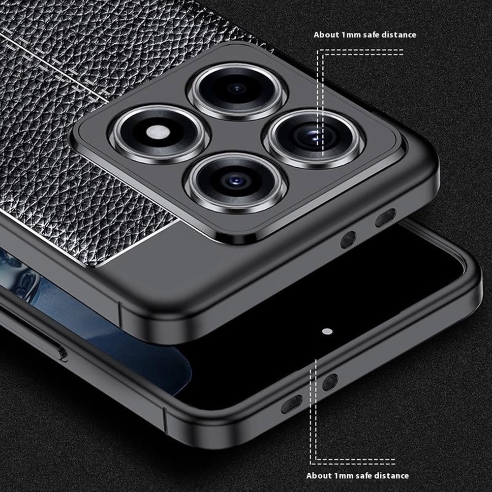 Litchi odolný gelový obal na Xiaomi 14T - černý