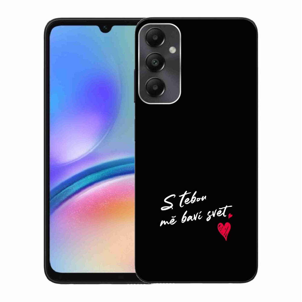Gelový kryt mmCase na Samsung Galaxy A05s - zamilovaný text 1 černé pozadí