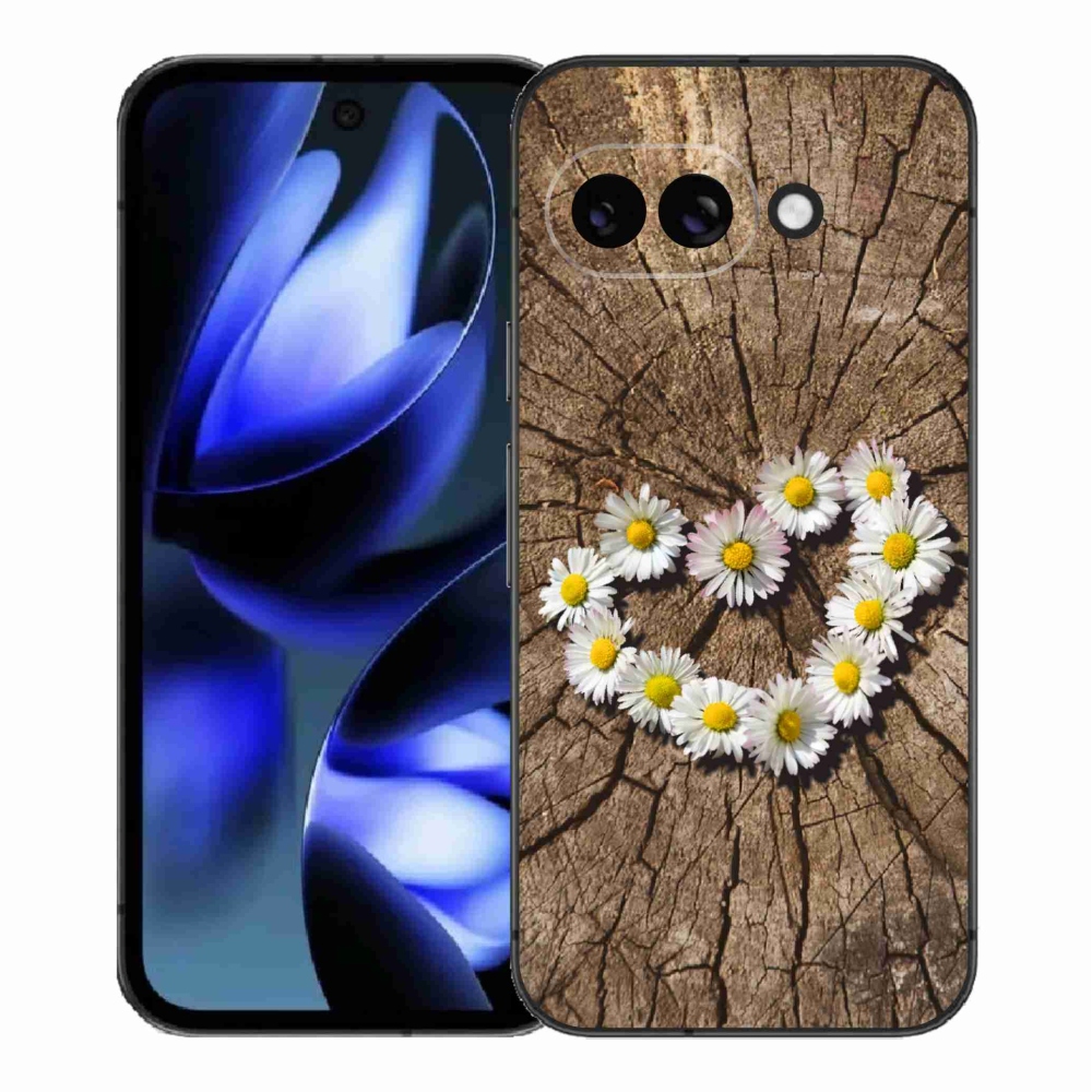Gelový kryt mmCase na Google Pixel 9a - srdce z kopretin