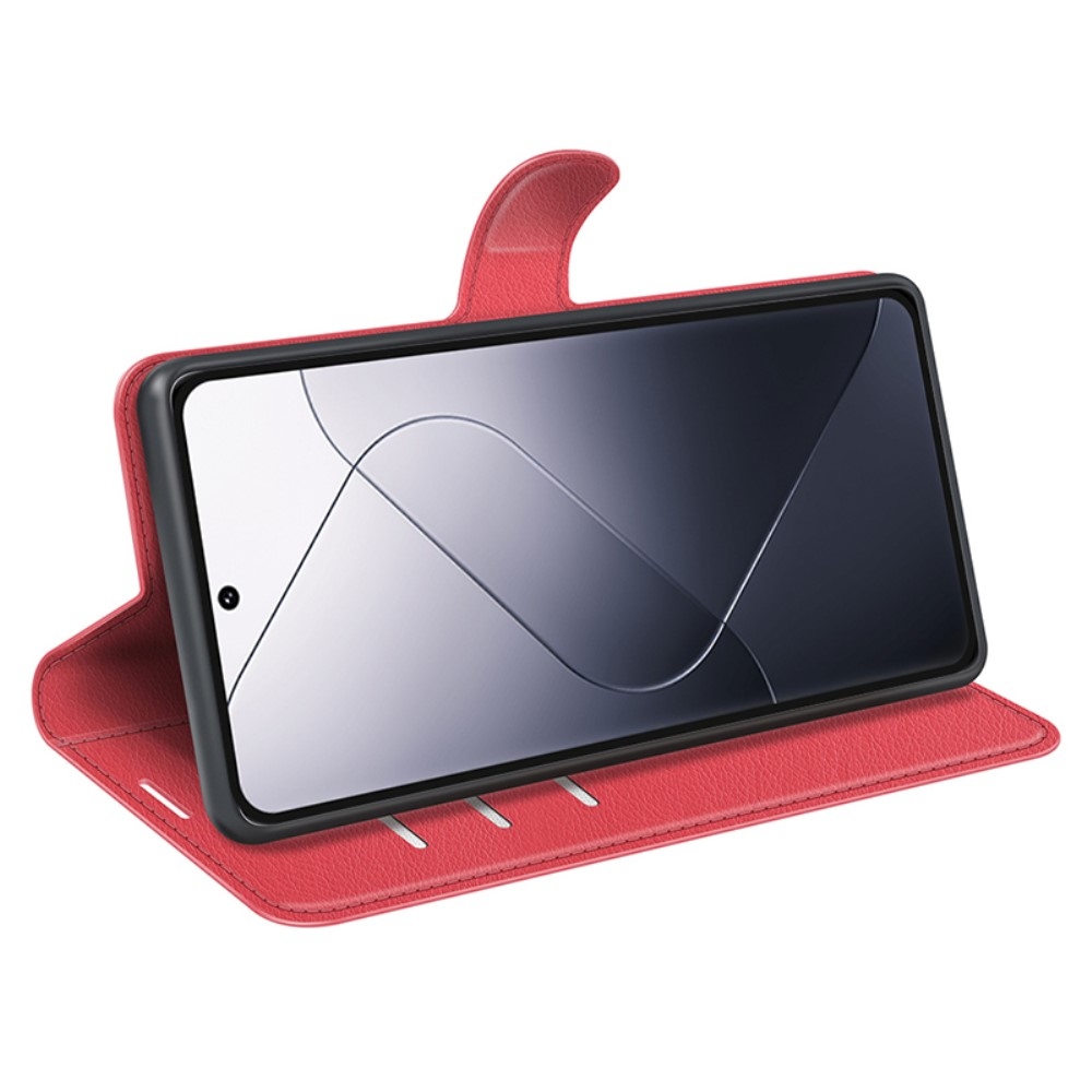 Litchi knížkové pouzdro na Xiaomi 14 Pro - červené
