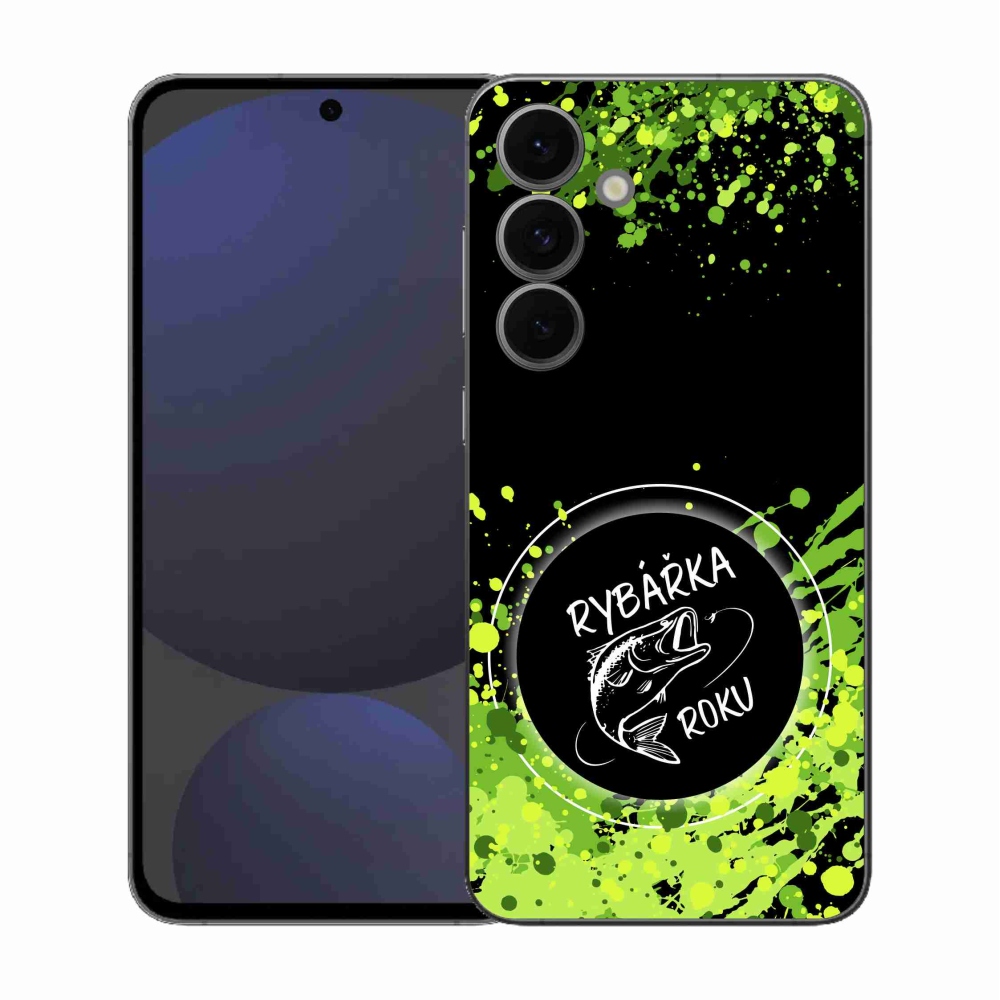 Gelový kryt mmCase na Samsung Galaxy S25 FE - rybářka roku černé pozadí