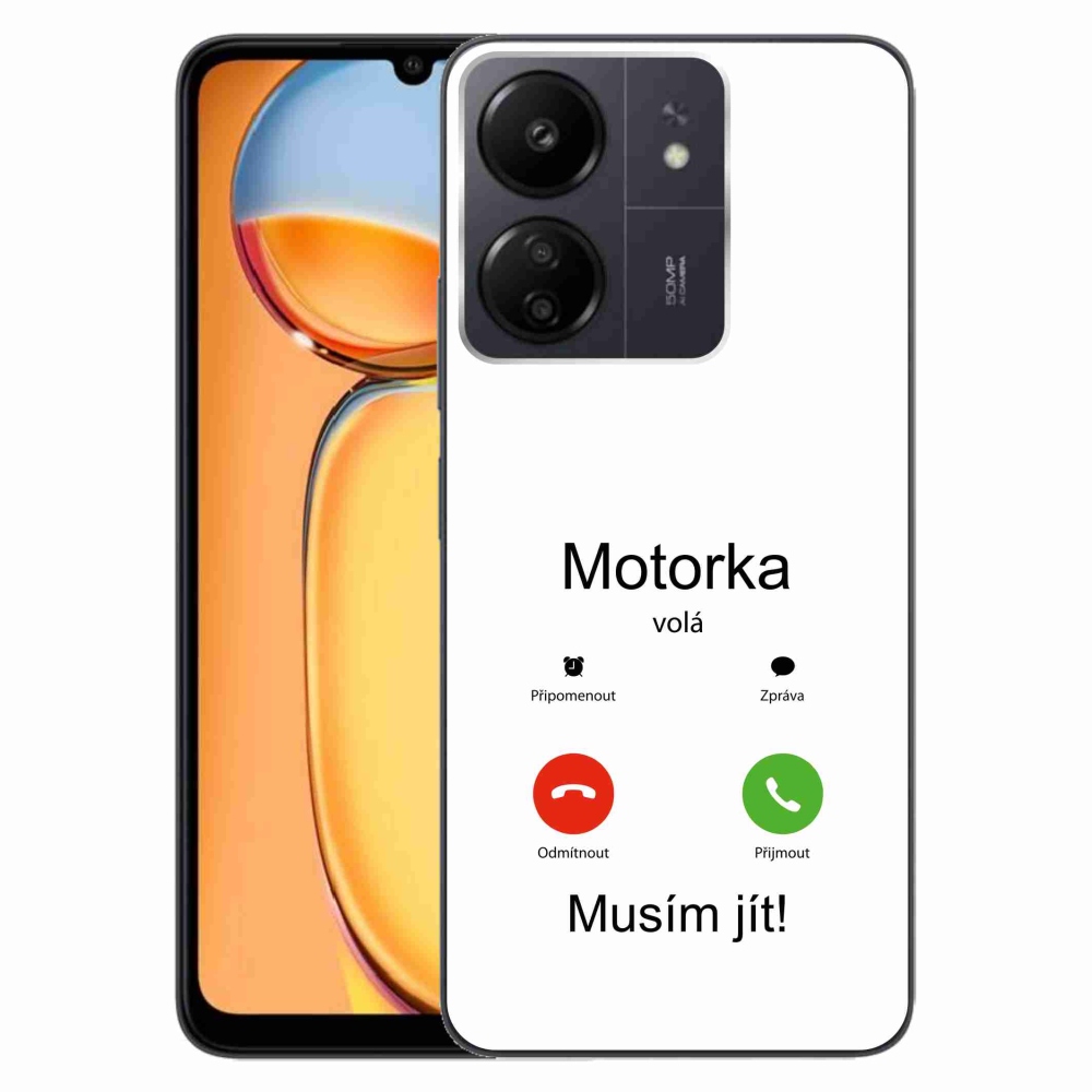 Gelový kryt mmCase na Xiaomi Poco C65/Redmi 13C - motorka volá bílé pozadí