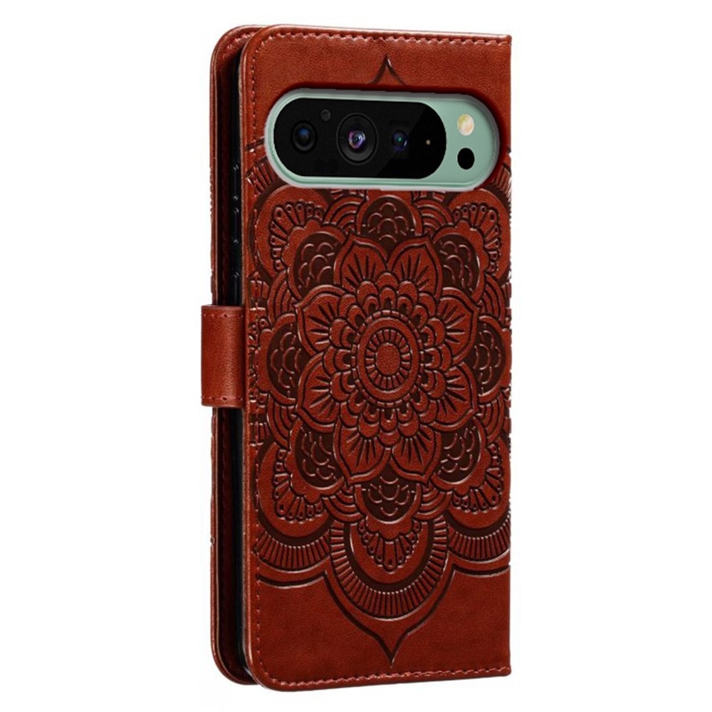 Mandala knížkové pouzdro na Google Pixel 10 Pro/Pixel 10/9 Pro/9 - hnědé