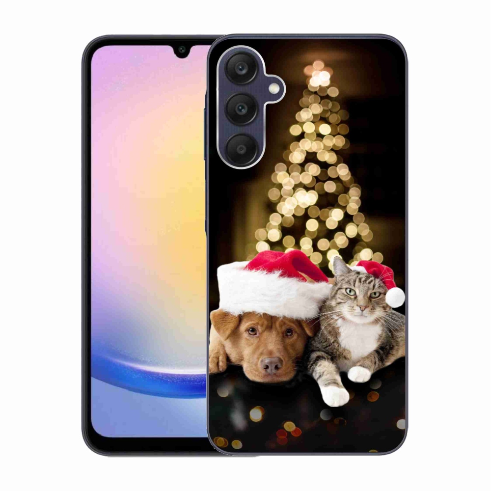 Gelový kryt mmCase na Samsung Galaxy A25 5G - vánoční pes a kočka