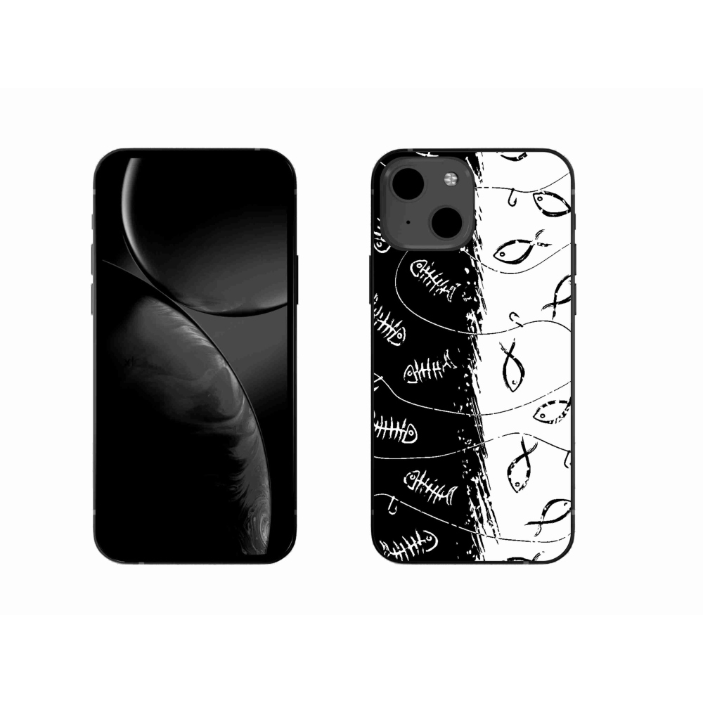 Gelový kryt mmCase na iPhone 13 6.1 - kostry a rybky