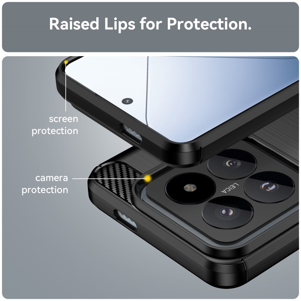 Carbon odolný gelový obal na Xiaomi 14 Pro - černý