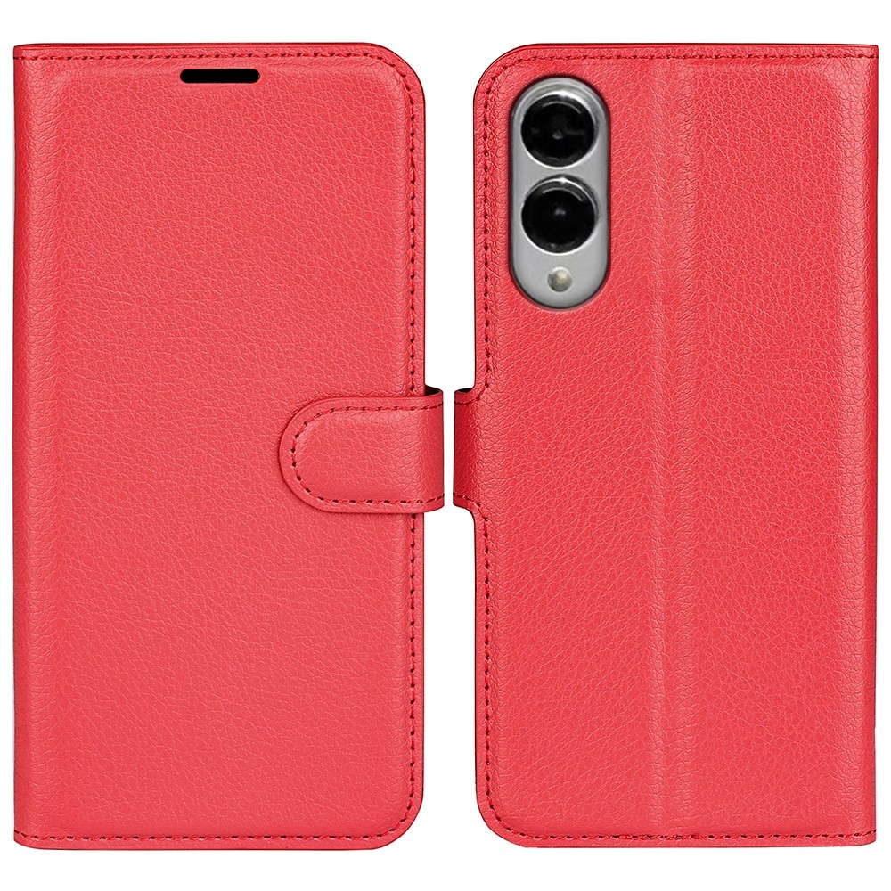 Litchi knížkové pouzdro na Samsung Galaxy S25 Edge - červené