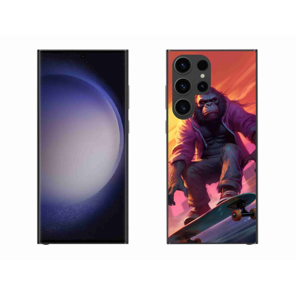 Gelový kryt mmCase na Samsung Galaxy S23 Ultra 5G - gorila na skateboardu