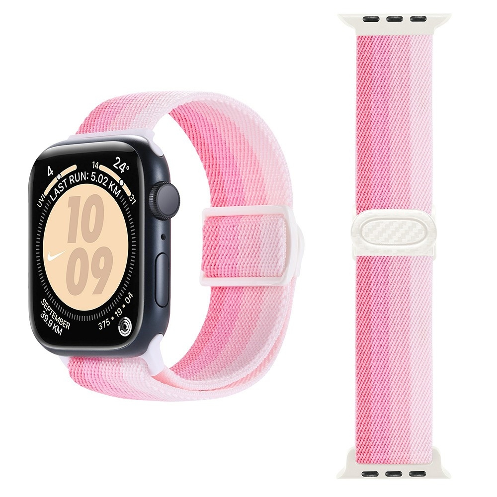 Gradient nylonový řemínek na Apple Watch Ultra/Ultra 2 49mm/SE/SE 2022/2023 44mm/9/8/7 45mm/6/5/4 44mm/3/2/1 42 mm - růžové pruhy