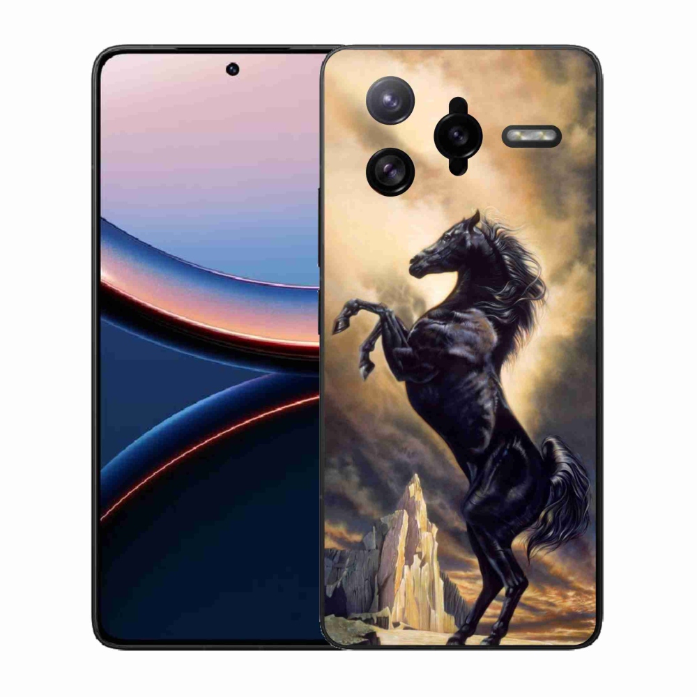 Gelový kryt mmCase na Xiaomi Poco F7 Ultra - černý kreslený kůň