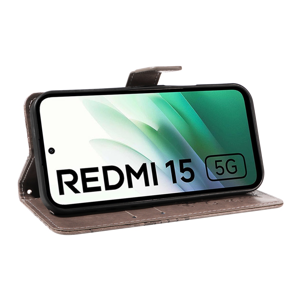 Big Butterfly knížkové pouzdro na Xiaomi Redmi 15 4G (171mm) - šedé