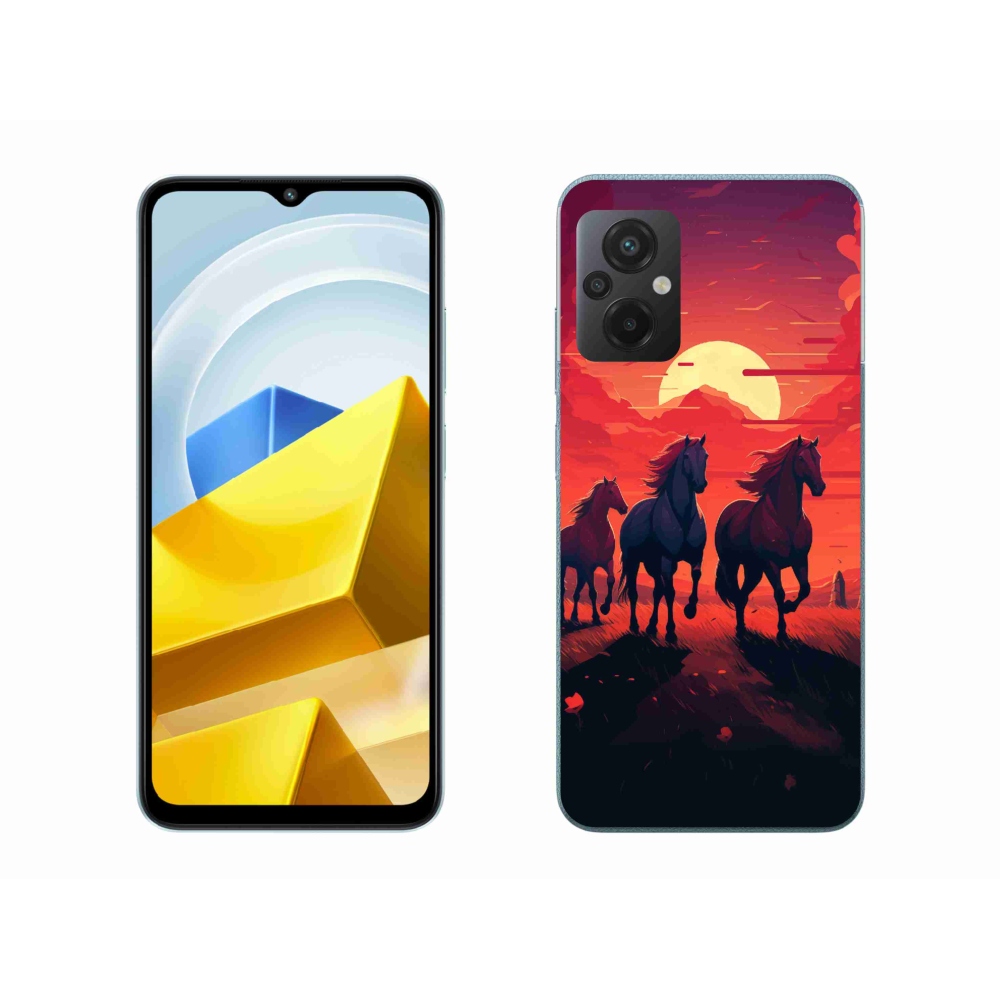 Gelový kryt mmCase na Xiaomi Poco M5 4G - koně a západ slunce