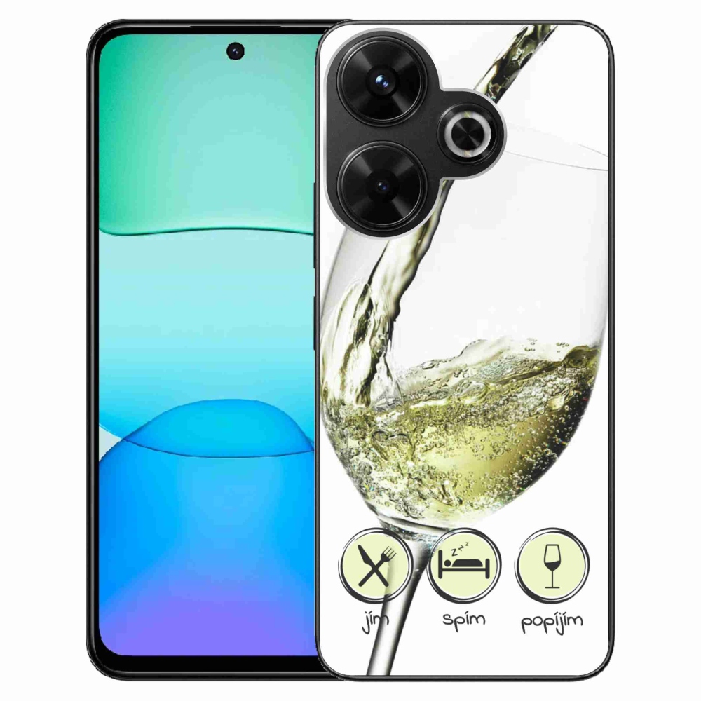 Gelový obal mmCase na Xiaomi Redmi 13 4G/Poco M6 4G - sklenička vína bílé