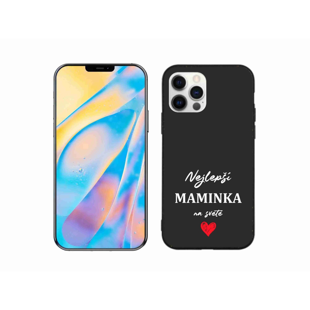 Gelový kryt mmCase na iPhone 12 - nejlepší maminka 1 černé pozadí