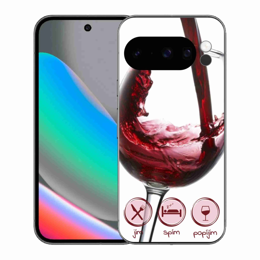 Gelový kryt mmCase na Google Pixel 10 Pro - sklenička vína červené