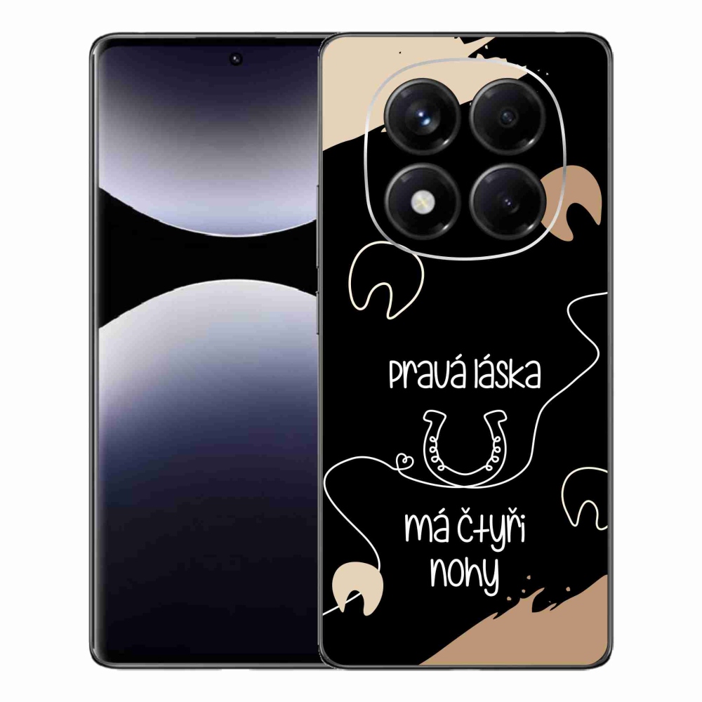 Gelový kryt mmCase na Xiaomi Redmi Note 14 Pro - koňský motiv černé pozadí