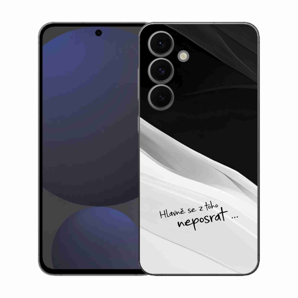 Gelový kryt mmCase na Samsung Galaxy S25 FE - vtipný text 13 bíločerné pozadí