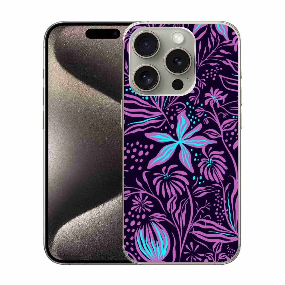 Gelový kryt mmCase na iPhone 15 Pro - květiny 2