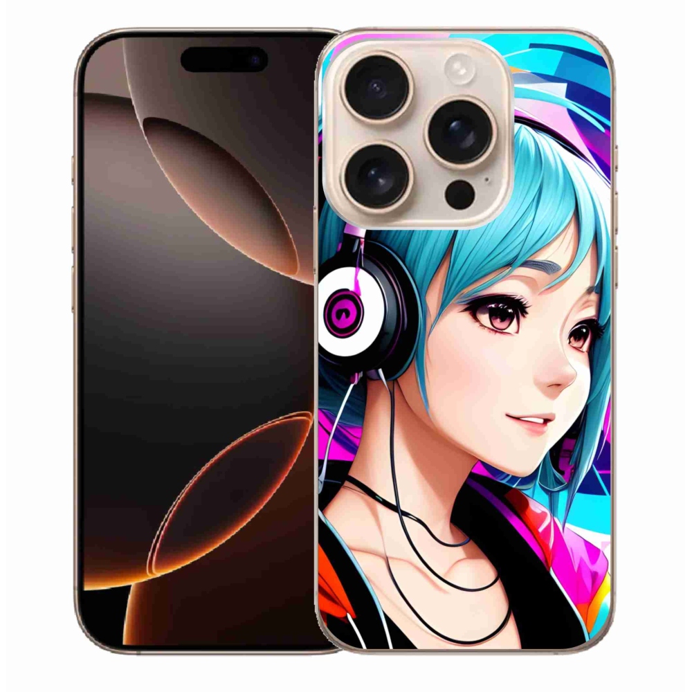 Gelový kryt mmCase na iPhone 16 Pro Max - dívka se sluchátky