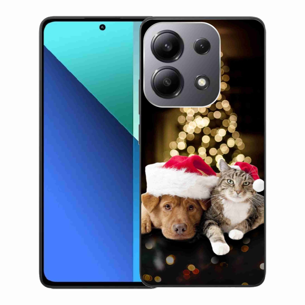 Gelový kryt mmCase na Xiaomi Redmi Note 13 - vánoční pes a kočka