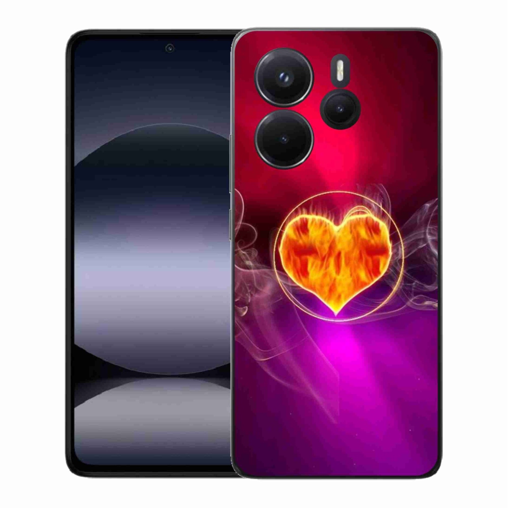 Gelový kryt mmCase na Xiaomi Redmi Note 14 - ohnivé srdce