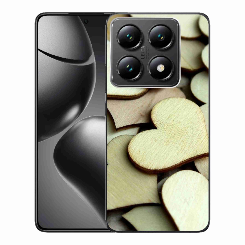 Gelový kryt mmCase na Xiaomi 14T Pro - dřevěná srdíčka