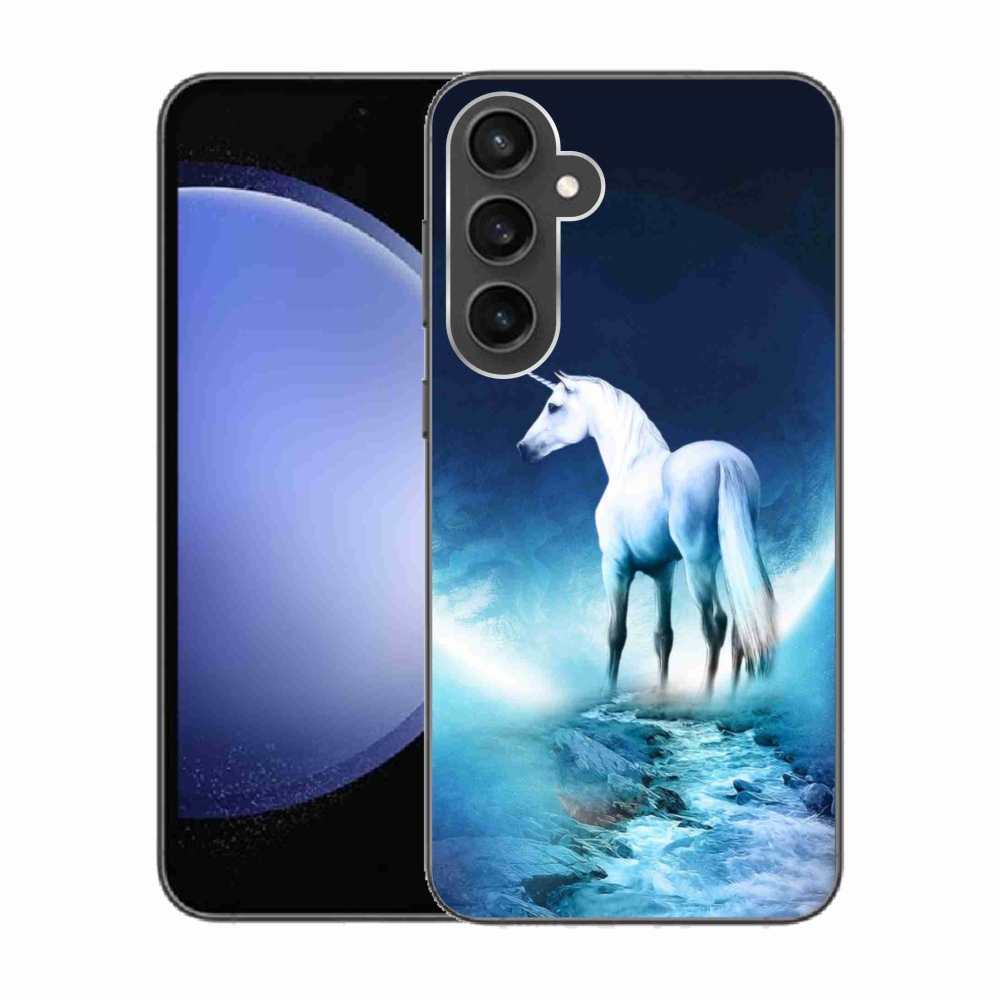 Gelový kryt mmCase na Samsung Galaxy S23 FE - bílý jednorožec