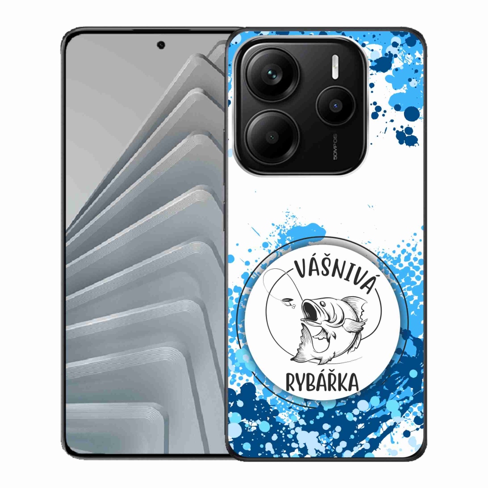 Gelový kryt mmCase na Xiaomi Redmi Note 14 5G - vášnivá rybářka bílé pozadí