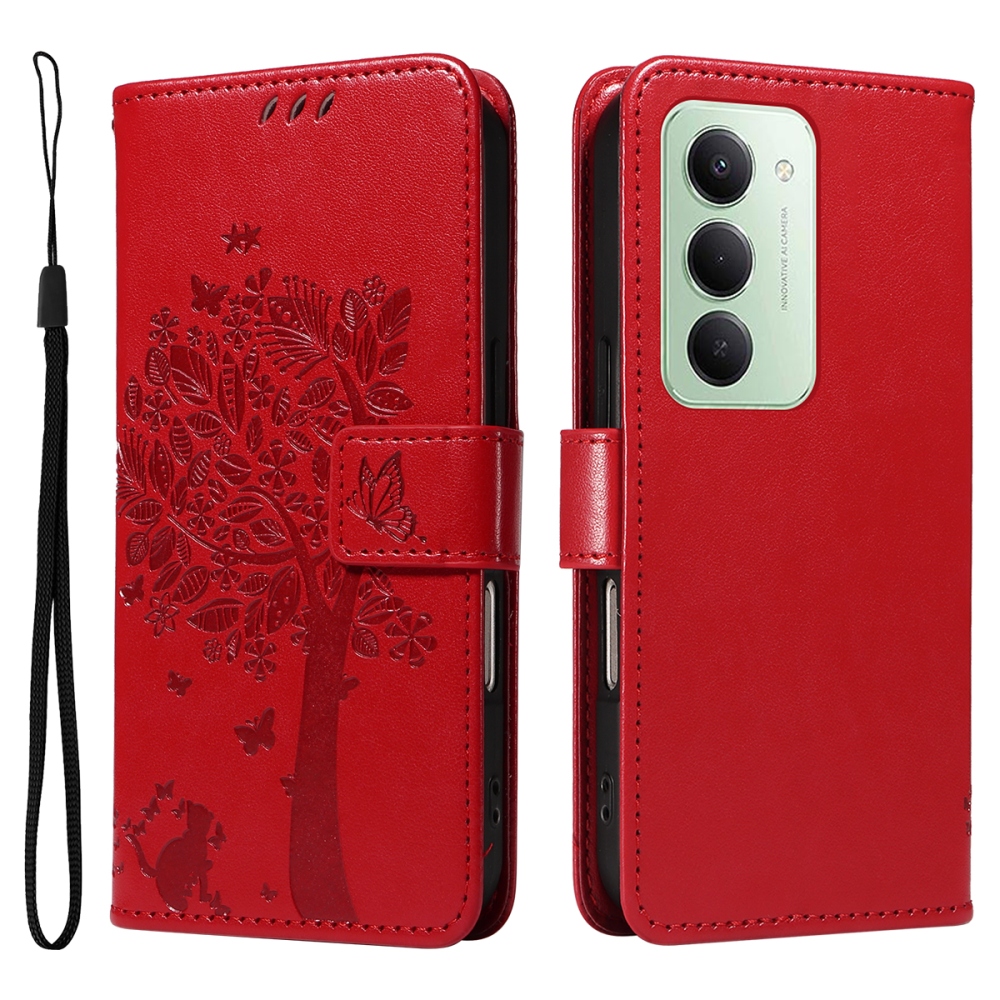 Trees knížkové pouzdro na Xiaomi Redmi 15 4G (171mm) - červené