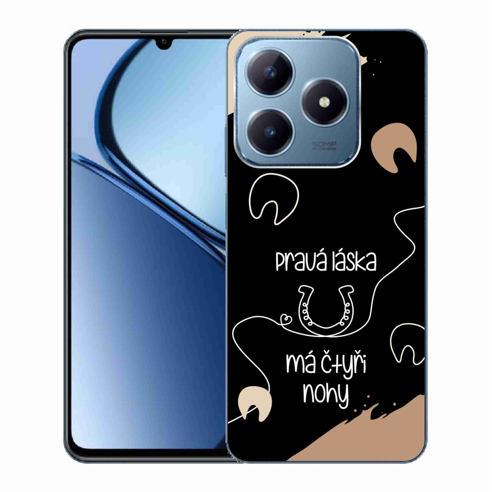 Gelový kryt mmCase na Realme C63 - koňský motiv černé pozadí