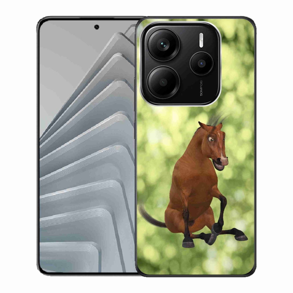 Gelový kryt mmCase na Xiaomi Redmi Note 14 5G - hnědý kreslený kůň 1